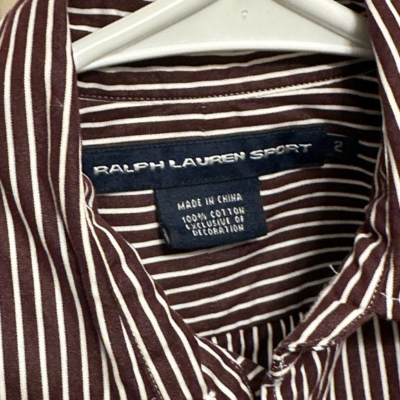 Ralph Lauren Maroon and White Striped Shirt - Picture 4 of 12